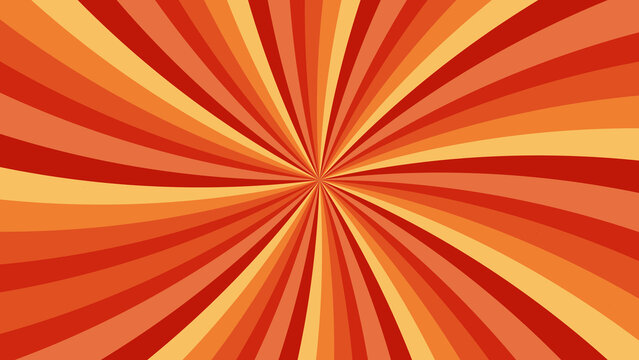 Vintage sunburst design with curved orange and red rays provides a nostalgic retro aesthetic for promotional advertising.