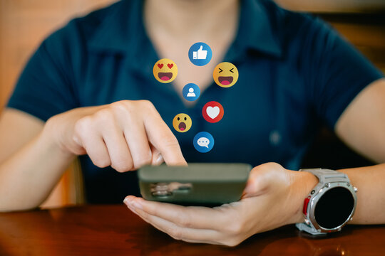 Social Distancing ,Working From Home concept..The concept of living on vacation and playing social media. Social media and digital online concept, man using smart phone with Social media..