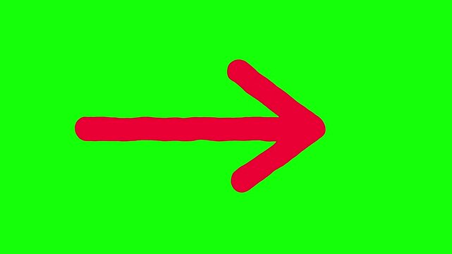 Red Hand Drawn Straight Arrow Accent Green Screen 4K Motion Graphic Overlay.