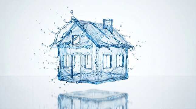 Hyper realistic clear water structure with droplets and refraction, focused on clean beverage marketing and refreshing visual impact.