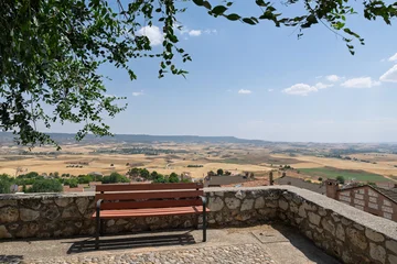 Fotobehang Bruin Hita viewpoint overlooking guadalajara rural landscape on sunny day  © Azulblue