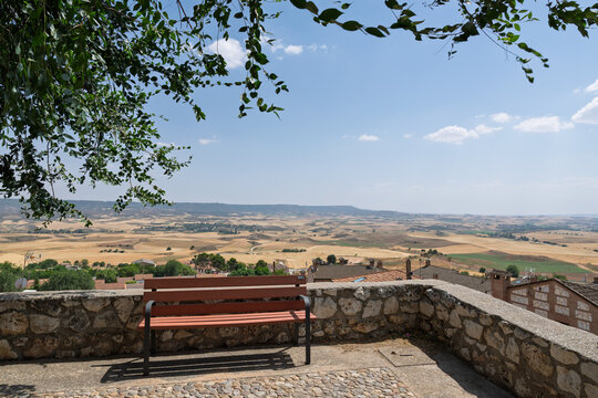 Hita viewpoint overlooking guadalajara rural landscape on sunny day