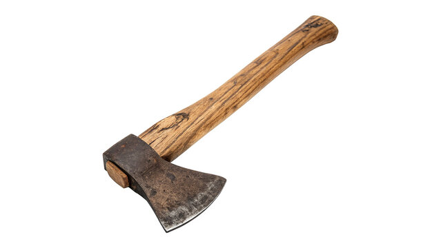 Traditional iron firewood splitting hatchet axe handtool hardware carpentry tool isolated on transparent background