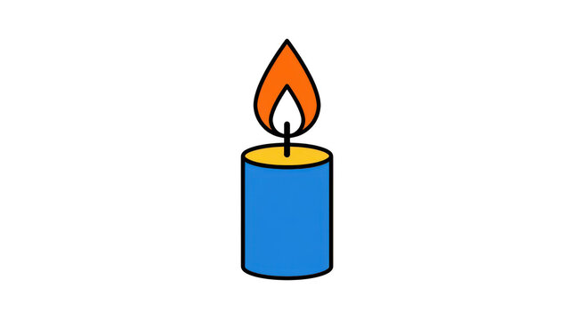 Vector illustration of a blue candle with a burning flame isolated on transparent background