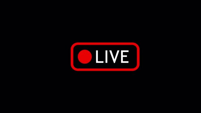 Animated Live Stream sign with button of live streaming icon on transparent background. Perfect for social media live performances and broadcasting. 4K Video