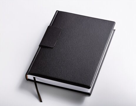 black book diary blank cover notebook on white background