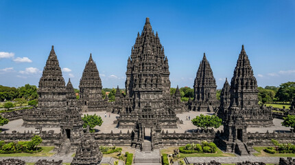 Naklejka premium Prambanan Temple Complex - Ancient Hindu Architecture in Indonesia