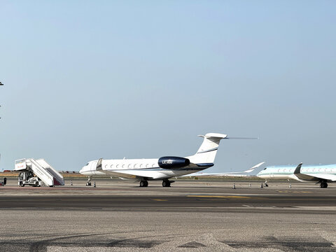 Gulfstream private jet parked at Nice airport