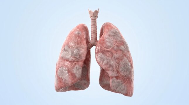 acute respiratory distress syndrome ARDS shown in premium clinical CGI with widespread bilateral inflammatory injury and pulmonary consolidation on a clean medical background.