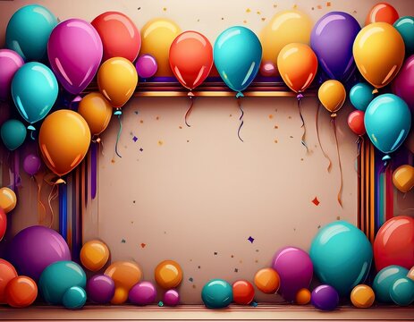 frame with colorful balloons copy space text space