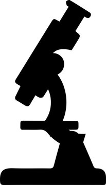 Scientific microscope silhouette icon for laboratory research and biology study.