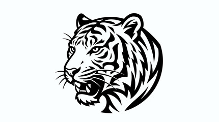 Obraz premium Majestic tiger face detailed line art graphic illustration