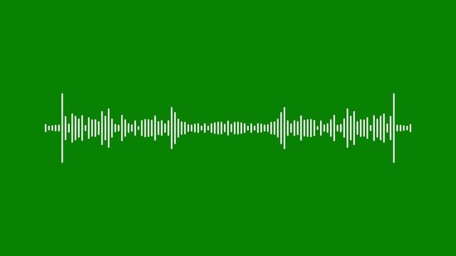 Sound spectrum waveform animation,music equalizer rhythm bars frequency meter, podcast voice recording audio visualizer lines on green background. audio waveform spectrum animation.4k video
