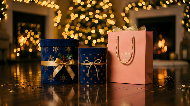 Beautiful gift boxes for a magical holi day celebration scene
