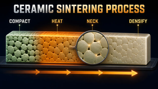 Ceramic Sintering Process Educational Infographic Process