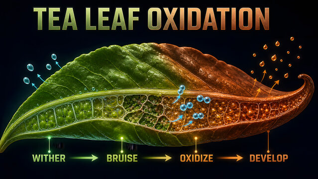 Tea Leaf Oxidation Educational Infographic Process