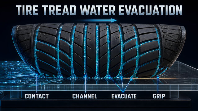 Tire Tread Water Evacuation Educational Infographic