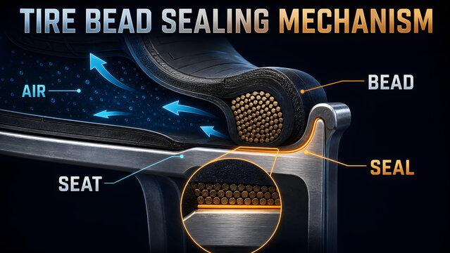 Tire Bead Sealing Mechanism Educational Infographic
