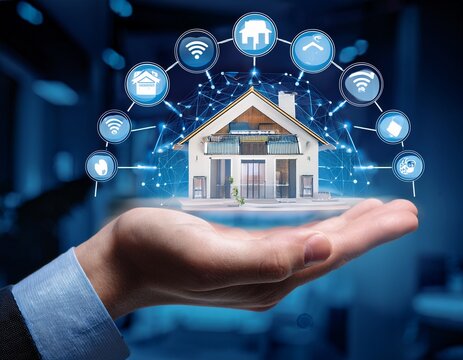 smart home on hand with wireless connectivity and automation