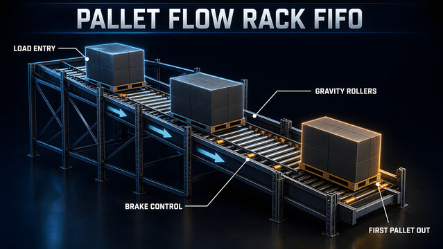 Pallet Flow Rack Fifo Educational Infographic