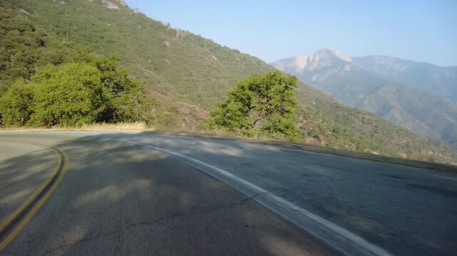 Sequoia National Park Generals Highway Southbound 26 MultiCam Front View Canyon Driving Plate California USA