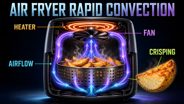 Air Fryer Rapid Convection Educational Infographic