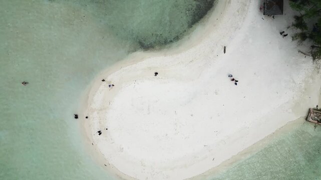 Aerial view of Pulau Geleang tropical island with sandbar in Karimunjawa Indonesia