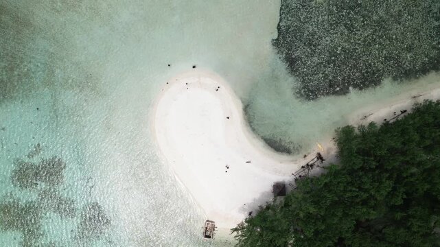 Aerial view of Pulau Geleang tropical island with sandbar in Karimunjawa Indonesia