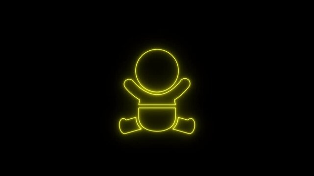 Baby care , toddler or infant care flat neon icon 4K video animation	