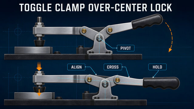 Toggle Clamp Over Center Lock Infographic