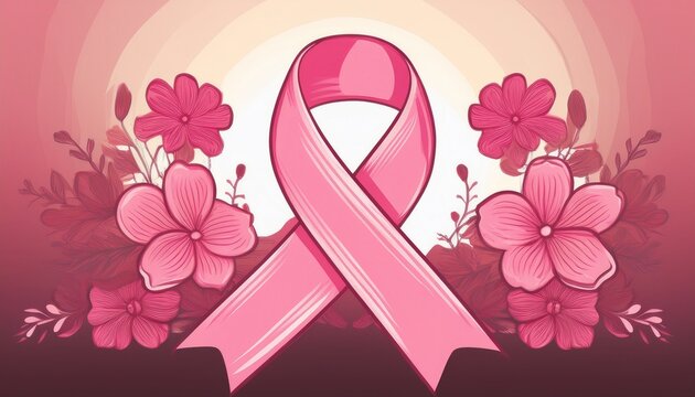 breast cancer awareness ribbon with inspirational words hope strength courage support campaign visual