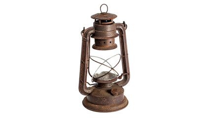 Vintage antique bronze kerosene lamp lantern oil light source device asset isolated on transparent background © Arthur
