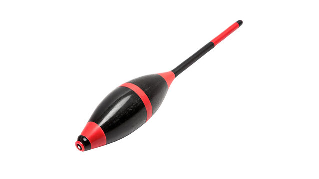 Red and black plastic fishing float bobber tackle accessory gear tool isolated on transparent background