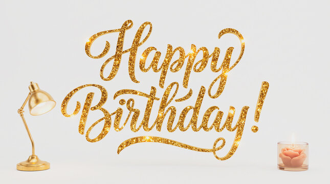Handwritten happy birthday greeting with elegant cursive script and decorative