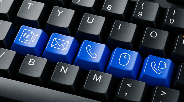 Close-up view of a computer keyboard with blue backlighting and multimedia keys