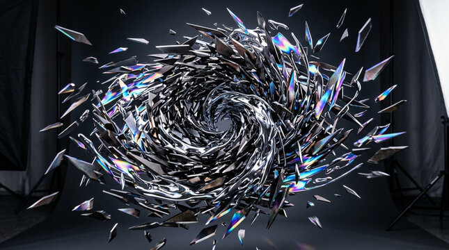 Abstract Geometric Swirl Fragmented Crystal Vortex