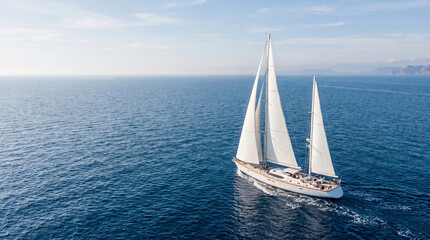 Fototapeta premium Luxury sailboat cruising across the Mediterranean blue