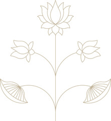 Obraz premium Monoline Indian Lotus Floral Motif Design Element