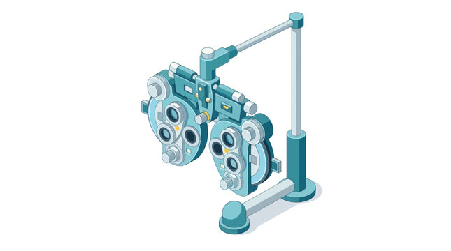 Manual ophthalmic phoropter head on adjustable floor stand.