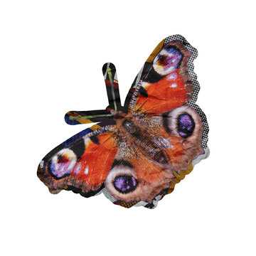 Template Halftone Butterfly Collage Art Element Isolated on a Transparent Background