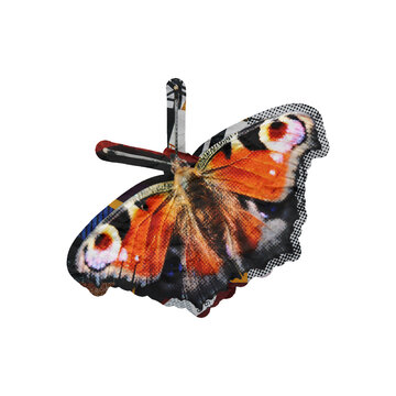 Template Halftone Butterfly Collage Art Element Isolated on a Transparent Background
