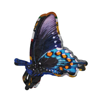 Template Halftone Butterfly Collage Art Element Isolated on a Transparent Background