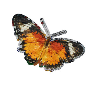 Template Halftone Butterfly Collage Art Element Isolated on a Transparent Background