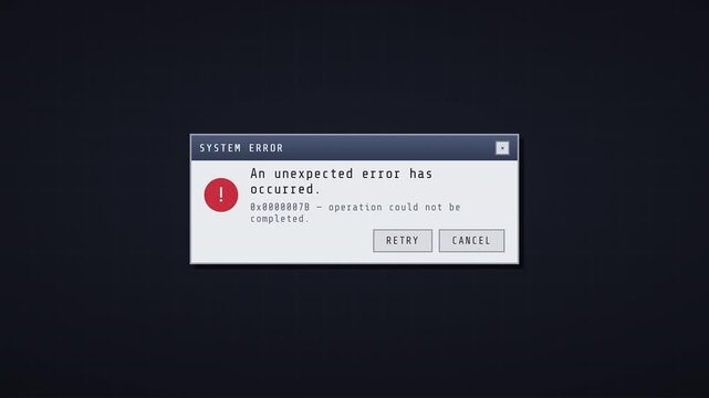 Animated Retro OS System Error Pop Up Dialog Box with Blinking Warning