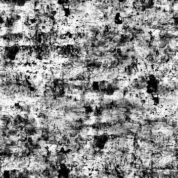 Distressed concrete texture displays a mottled gray and black pattern with rough surface details roughness weathered grainy gritty damaged decay erosion fragmented splintered abrasion chipped