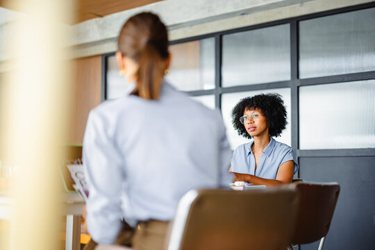 Meeting Between Two Women in an Office Setting During the Day