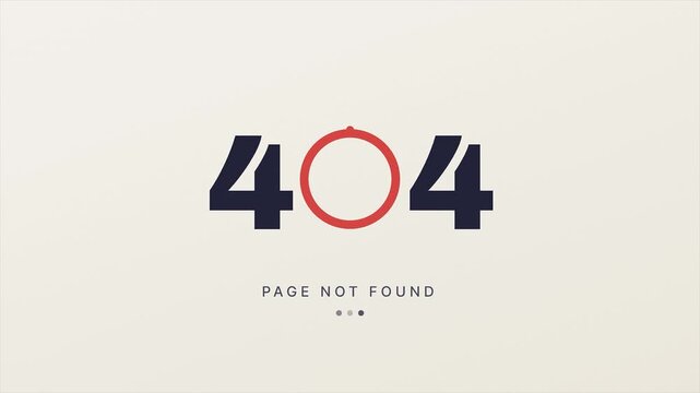 Animated Minimalist 404 Page Not Found Error with Rotating Red Loading Indicator