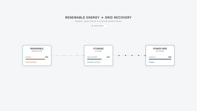 Infographic concept illustration showing clean power generation storage and electrical network flow dashboard
