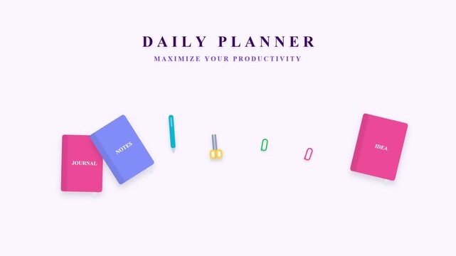 Daily planner stationery set with notebooks and office supplies for productivity