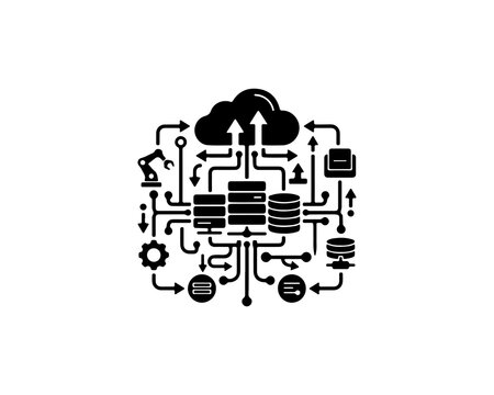 Cloud computing server database network icon